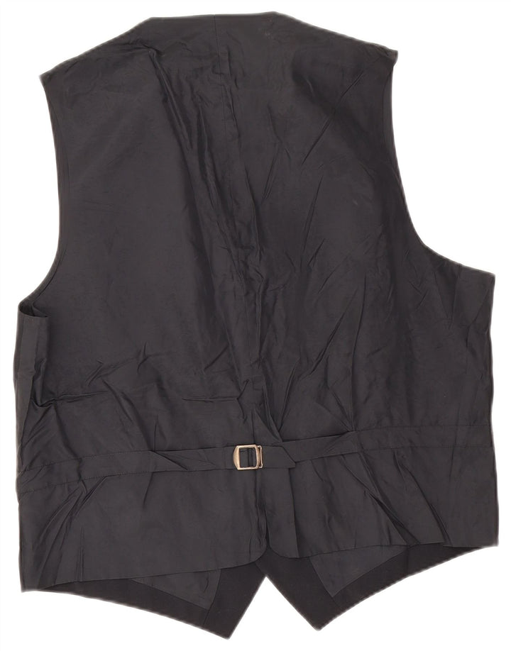 Angelico Mens Waistcoat IT 54 2XL Black Virgin Wool