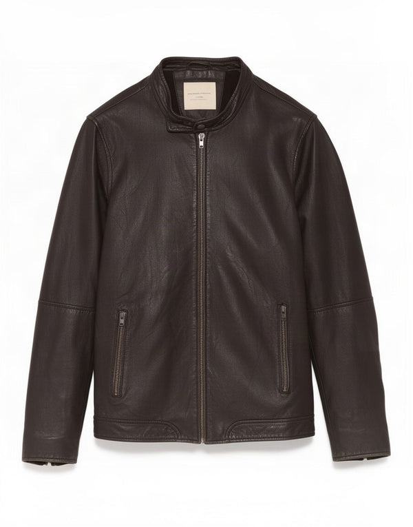 Selected Homme Mens Indigo Leather Jacket UK 40 Large Black