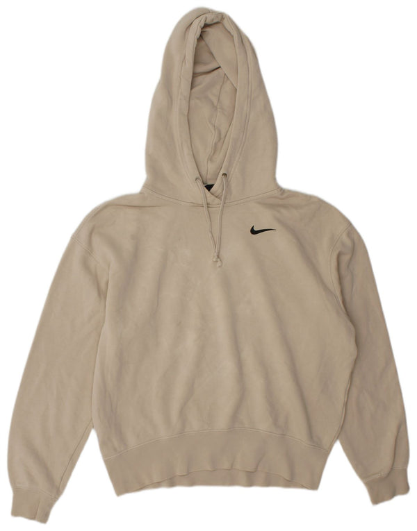 Nike Womens Oversized Hoodie Jumper UK 6 XS Beige Cotton