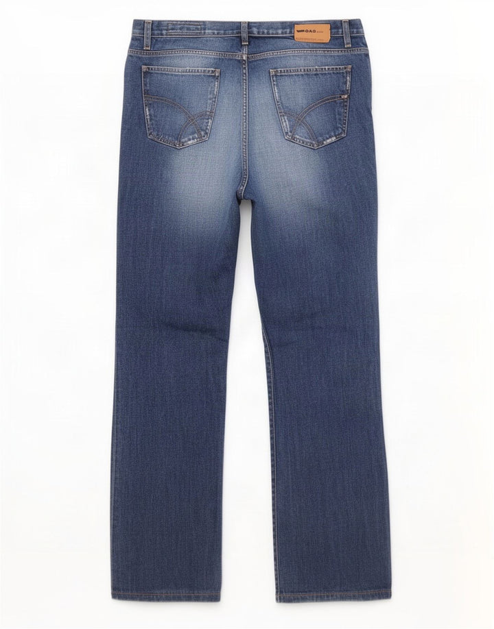 Gas Mens Distressed Bootcut Jeans W38 L34 Navy Blue Cotton