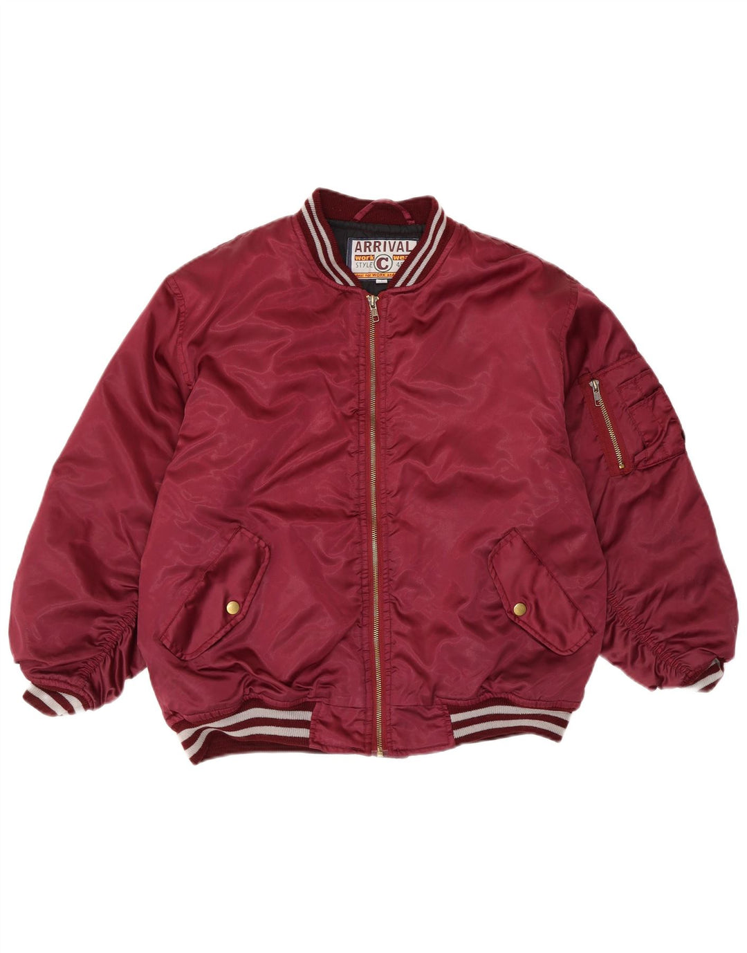 VINTAGE Boys Bomber Jacket 13-14 Years Burgundy Nylon