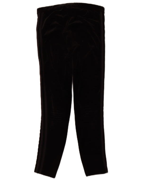 ADIDAS Womens Velour Leggings UK 12 Medium Black Polyester