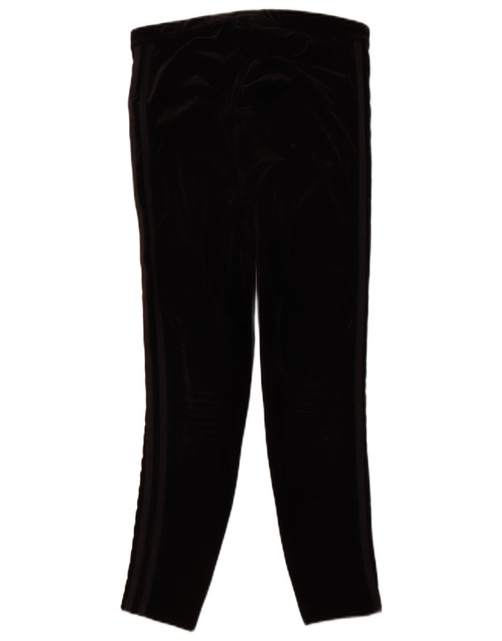 ADIDAS Womens Velour Leggings UK 12 Medium Black Polyester