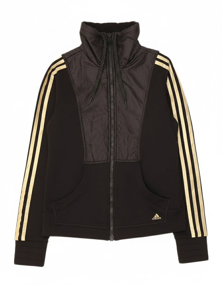 Adidas Womens Climalite Tracksuit Top Jacket UK 12 Medium  Black Polyester
