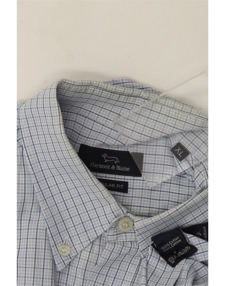 Harmont & Blaine Mens Regular Fit Shirt XL Blue Gingham Cotton
