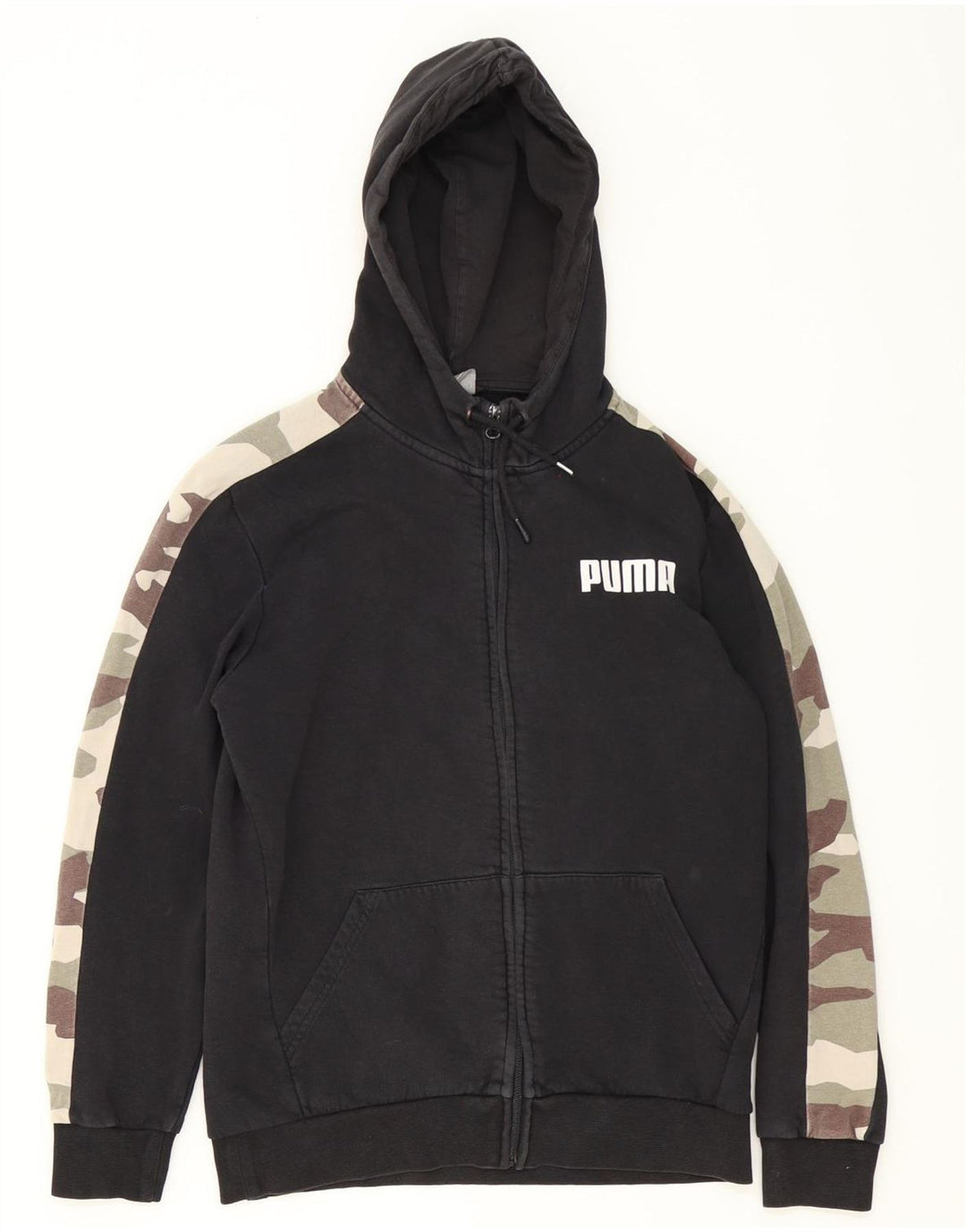 Puma Mens Graphic Zip Hoodie Sweater Medium Black Camouflage Cotton