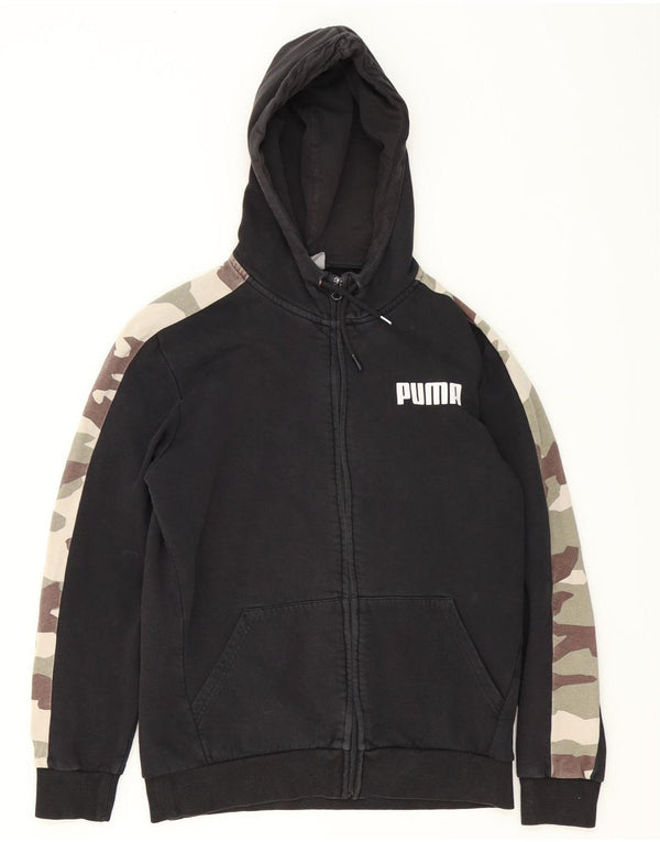 Puma Mens Graphic Zip Hoodie Sweater Medium Black Camouflage Cotton