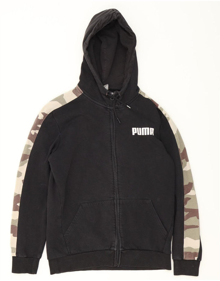 Puma Mens Graphic Zip Hoodie Sweater Medium Black Camouflage Cotton