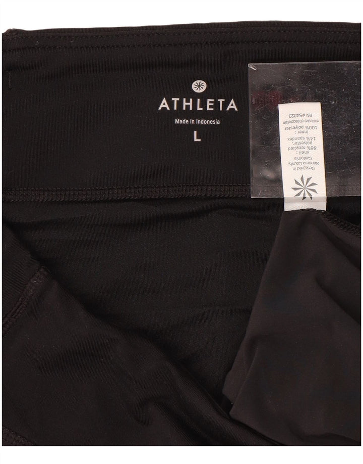 ATHLETA Womens Sport Shorts UK 16 Large  Black Floral Polyester