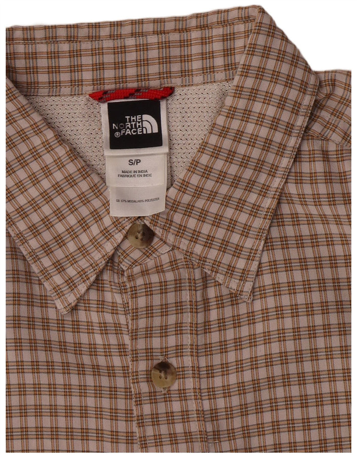 The North Face Mens Short Sleeve Shirt Small Beige Check Modal