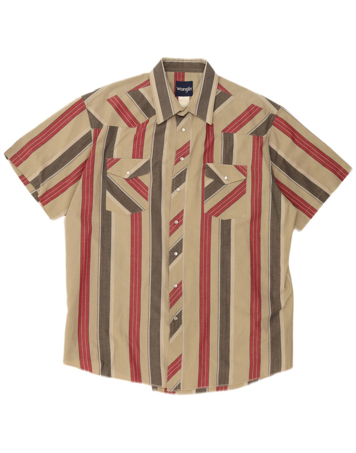 Wrangler Mens Short Sleeve Shirt 2XL Green Striped