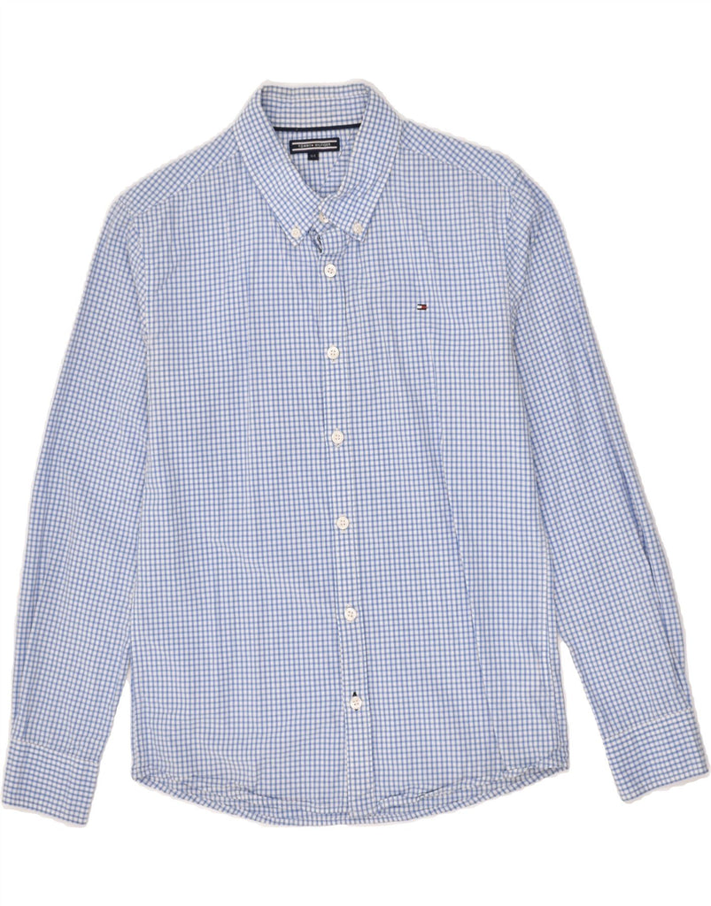 TOMMY HILFIGER Boys Shirt 13-14 Years Blue Check Cotton | Vintage Tommy Hilfiger | Thrift | Second-Hand Tommy Hilfiger | Used Clothing | Messina Hembry 