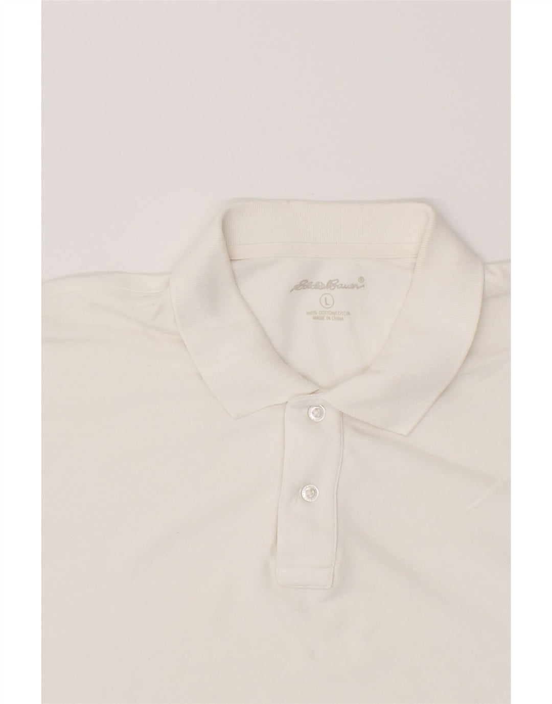 EDDIE BAUER Mens Polo Shirt Large White Cotton Vintage Eddie Bauer and Second-Hand Eddie Bauer from Messina Hembry 
