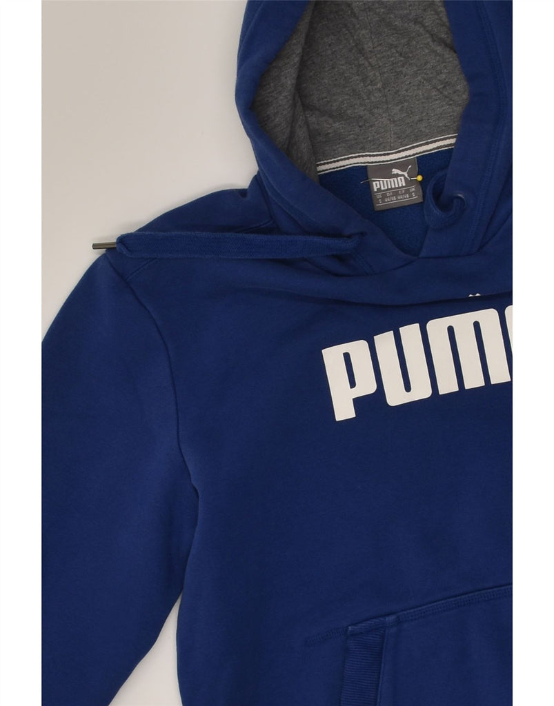 PUMA Mens Graphic Hoodie Jumper Small Navy Blue Cotton | Vintage Puma | Thrift | Second-Hand Puma | Used Clothing | Messina Hembry 