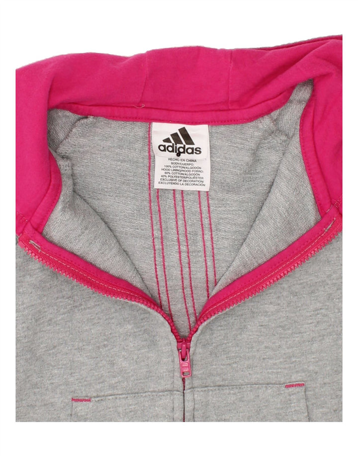 ADIDAS Baby Girls Graphic Zip Hoodie Sweater 18-24 Months Grey Cotton Vintage Adidas and Second-Hand Adidas from Messina Hembry 