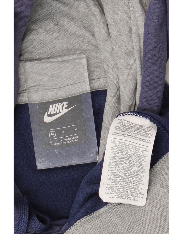 Nike Mens Graphic Hoodie Jumper Medium Navy Blue Cotton