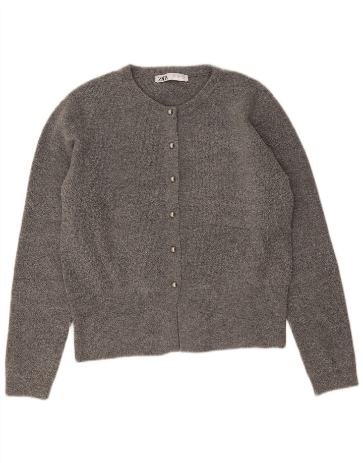 Zara Womens Cardigan Sweater UK 14 Large Grey Polyester
