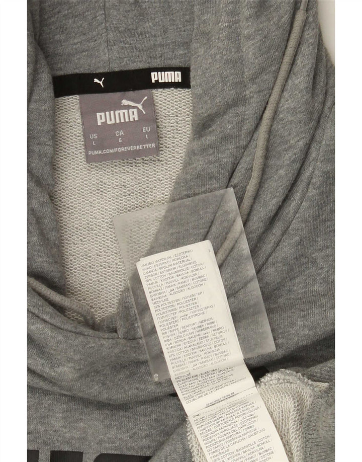 Puma Mens Graphic Hoodie Jumper Large Grey Cotton