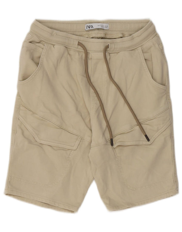 Zara Mens Cargo Shorts Small W30  Beige Cotton