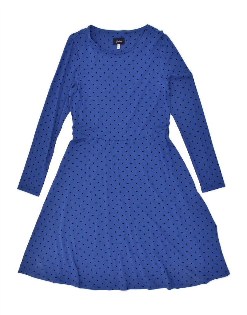 JOULES Womens A-Line Dress UK 14 Large Blue Spotted Viscose | Vintage Joules | Thrift | Second-Hand Joules | Used Clothing | Messina Hembry 