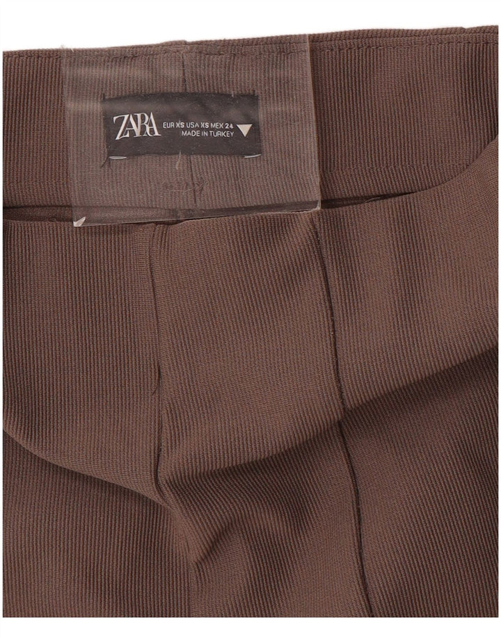 Zara Womens Bootcut Casual Trousers XS W24 L33 Brown