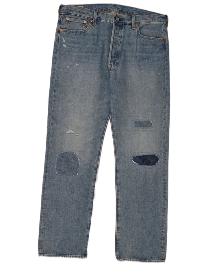 Levi's Mens 501 Straight Jeans W36 L32 Blue Patchwork Cotton