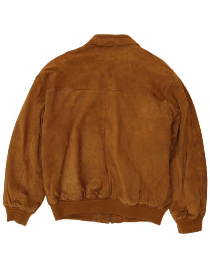 Living World Mens Suede Jacket UK 44 2XL Brown Leather