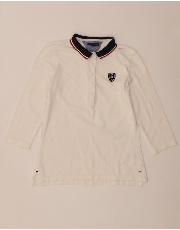 Tommy Hilfiger Womens 3/4 Sleeve Rugby Polo Shirt UK 10 Small White