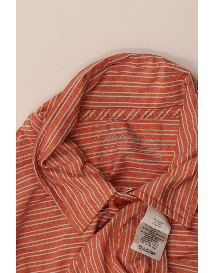 Eddie Bauer Mens Polo Shirt Medium Orange Striped Polyester