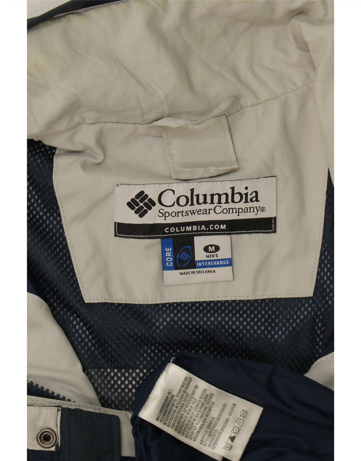Columbia Mens Loose Fit Rain Jacket UK 38 Medium Navy Blue Colourblock