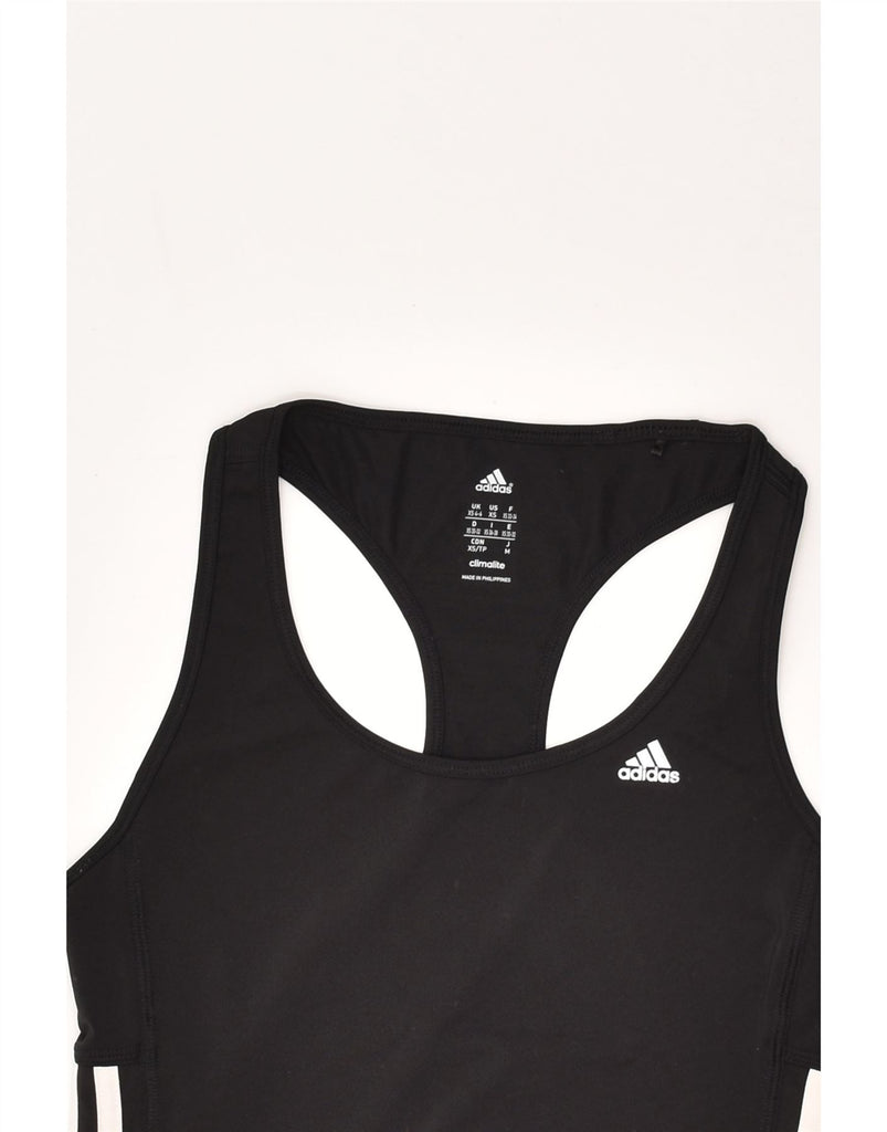 ADIDAS Womens Vest Top UK 4-6 XS Black Polyester | Vintage Adidas | Thrift | Second-Hand Adidas | Used Clothing | Messina Hembry 