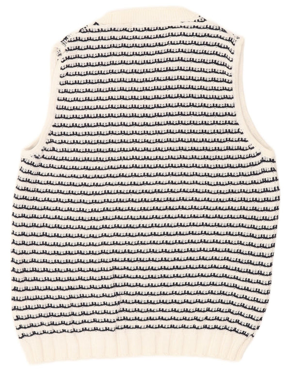 Marks & Spencer Womens Vest Tank Top UK 16 Large White Striped Cotton