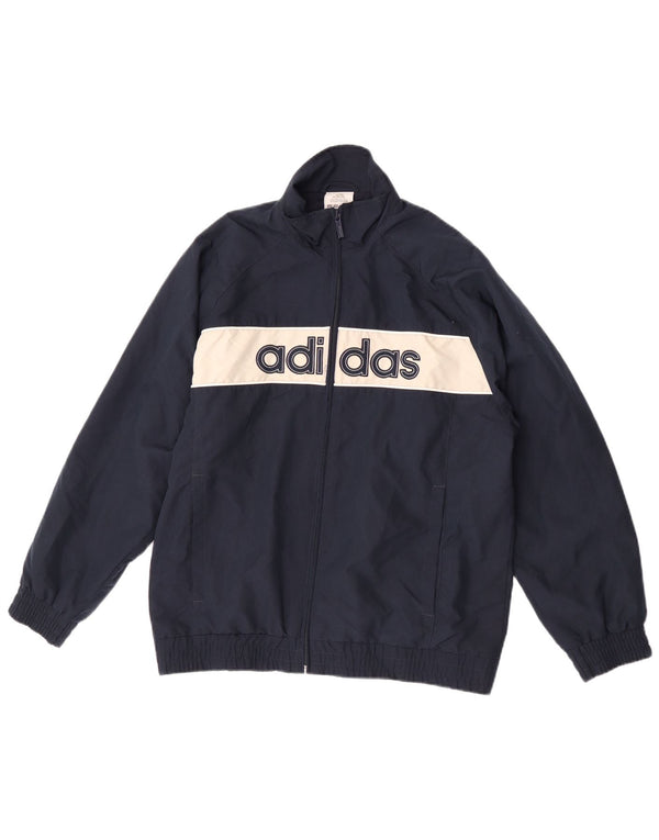 Adidas Boys Graphic Tracksuit Top Jacket 13-14 Years Navy Blue Colourblock