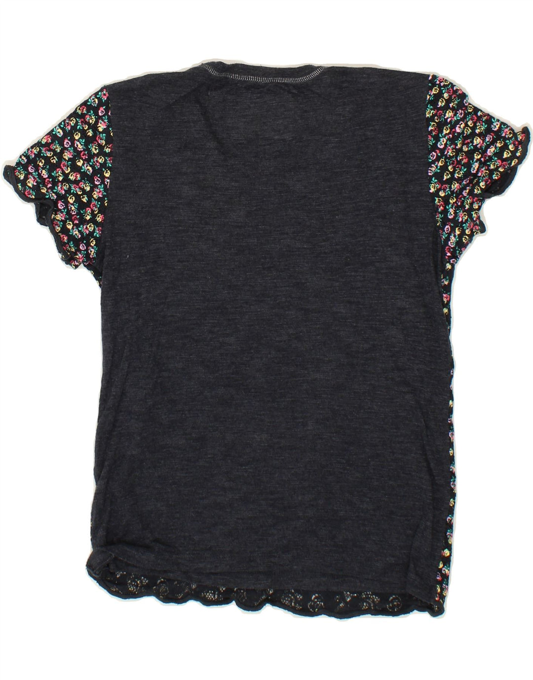 SUPERDRY Womens T-Shirt Top UK 10 Small Grey Floral Vintage Superdry and Second-Hand Superdry from Messina Hembry 