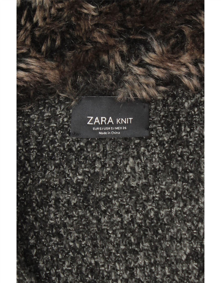 Zara Womens Oversized Knit Overcoat UK 10 Small Black Flecked Acrylic