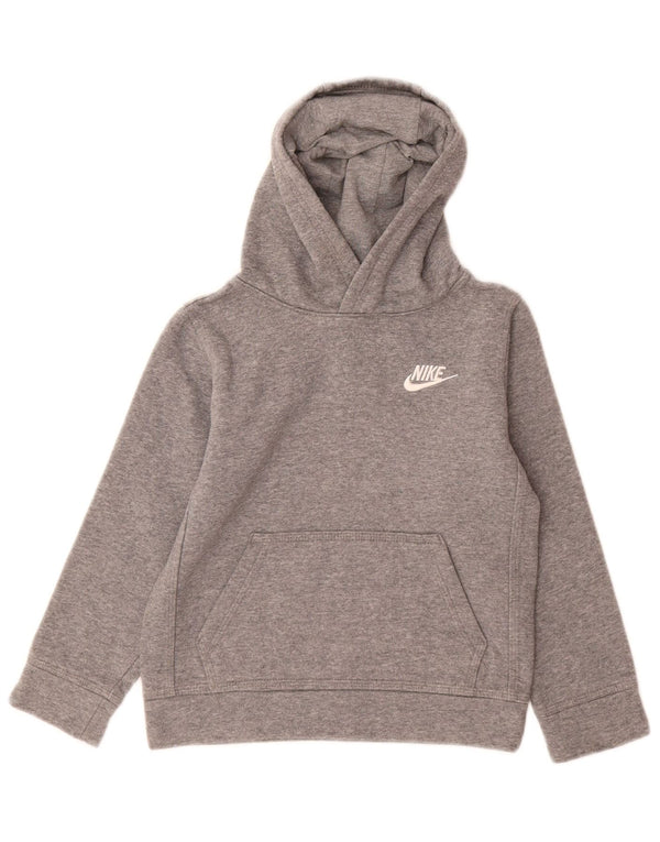 Nike Boys Hoodie Jumper 6-7 Years Large Grey Flecked Cotton