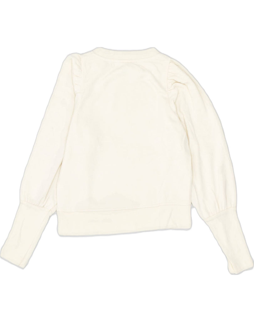 BANANA REPUBLIC Womens Crop Sweatshirt Jumper UK 10 Small Off White Cotton | Vintage | Thrift | Second-Hand | Used Clothing | Messina Hembry 