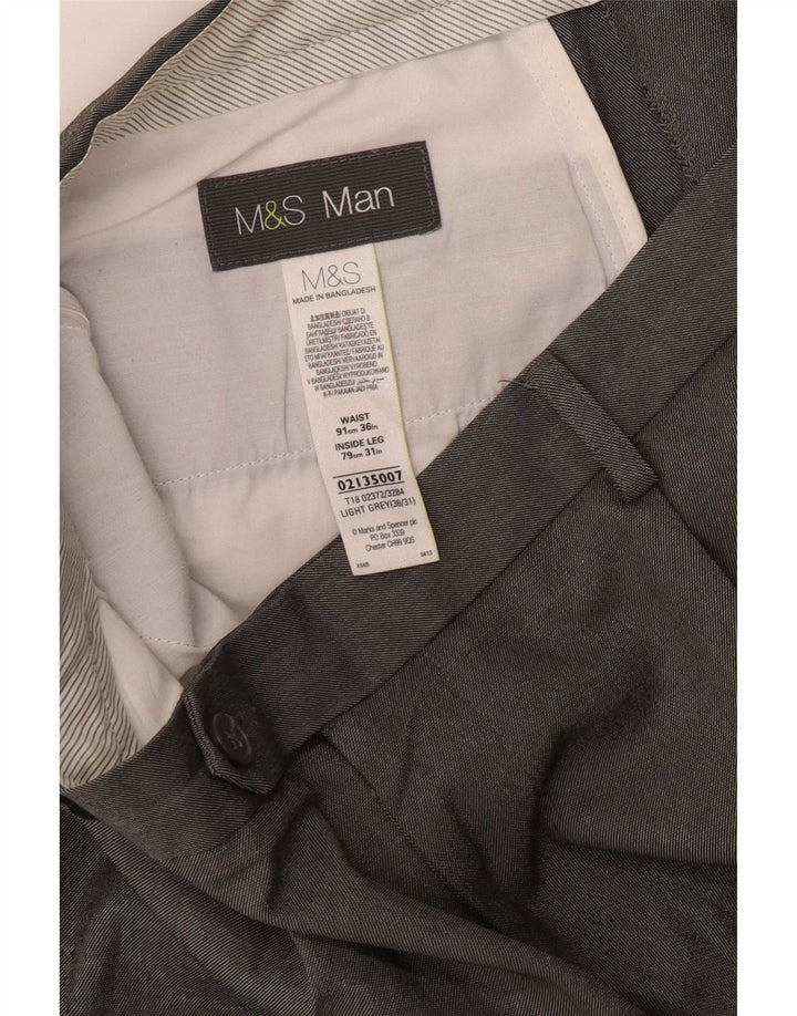 Marks & Spencer Mens Pegged Suit Trousers W36 L31 Grey Polyester