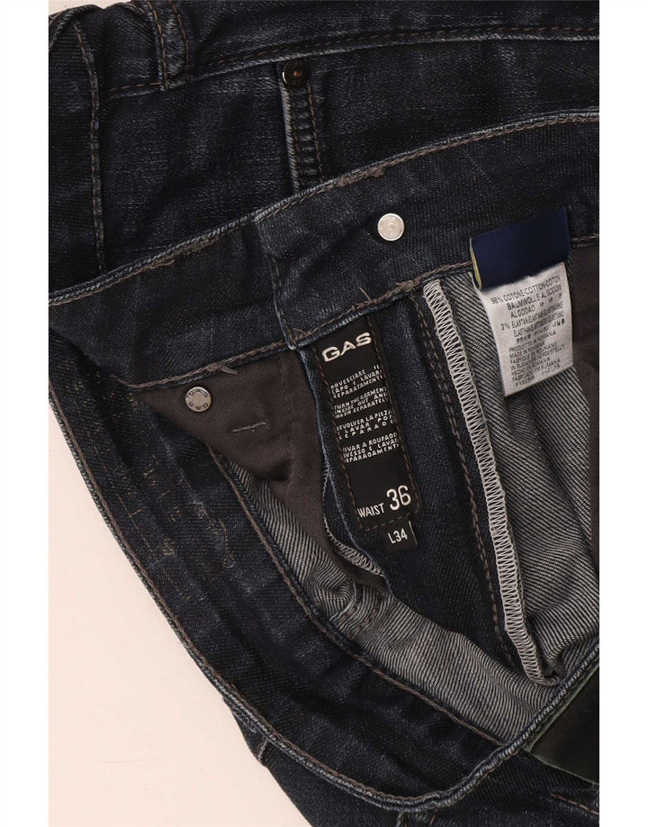 Gas Mens Straight Jeans W36 L34 Navy Blue Cotton