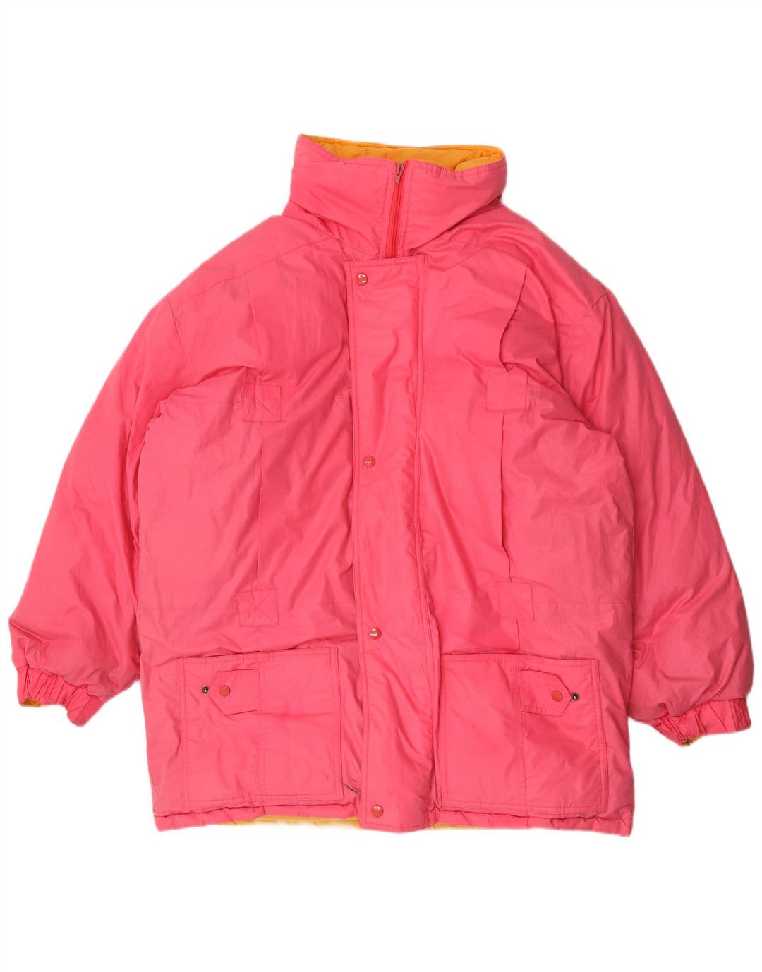 Vintage Mens Hooded Padded Coat UK 42 XL Pink Polyester
