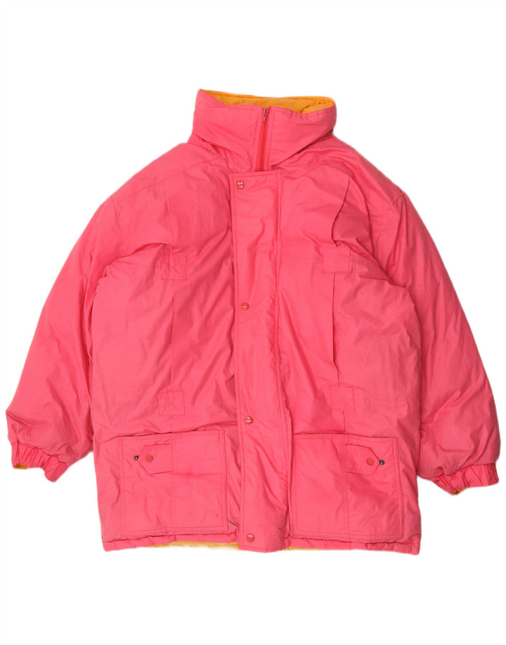 Vintage Mens Hooded Padded Coat UK 42 XL Pink Polyester