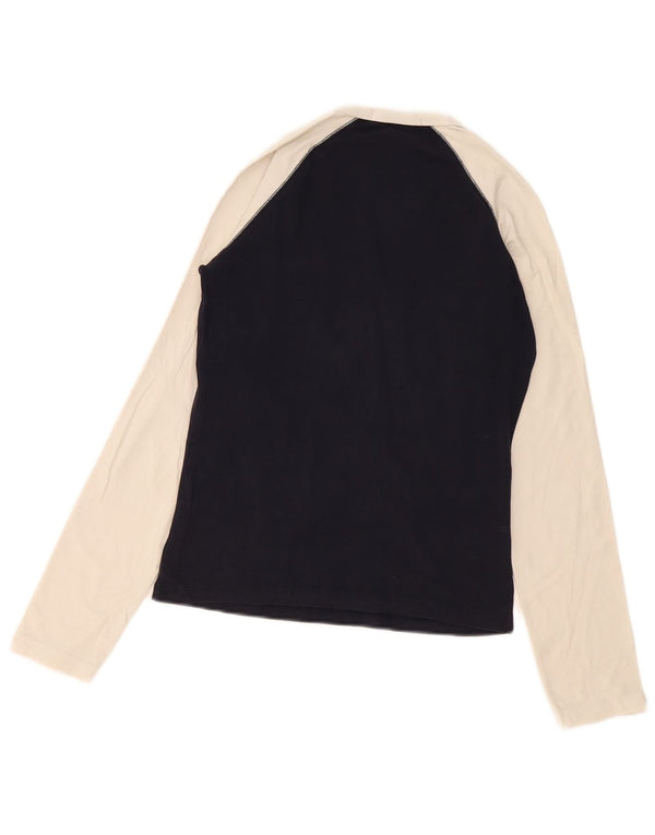Gas Womens Graphic Top Long Sleeve UK 12 Medium Navy Blue Colourblock