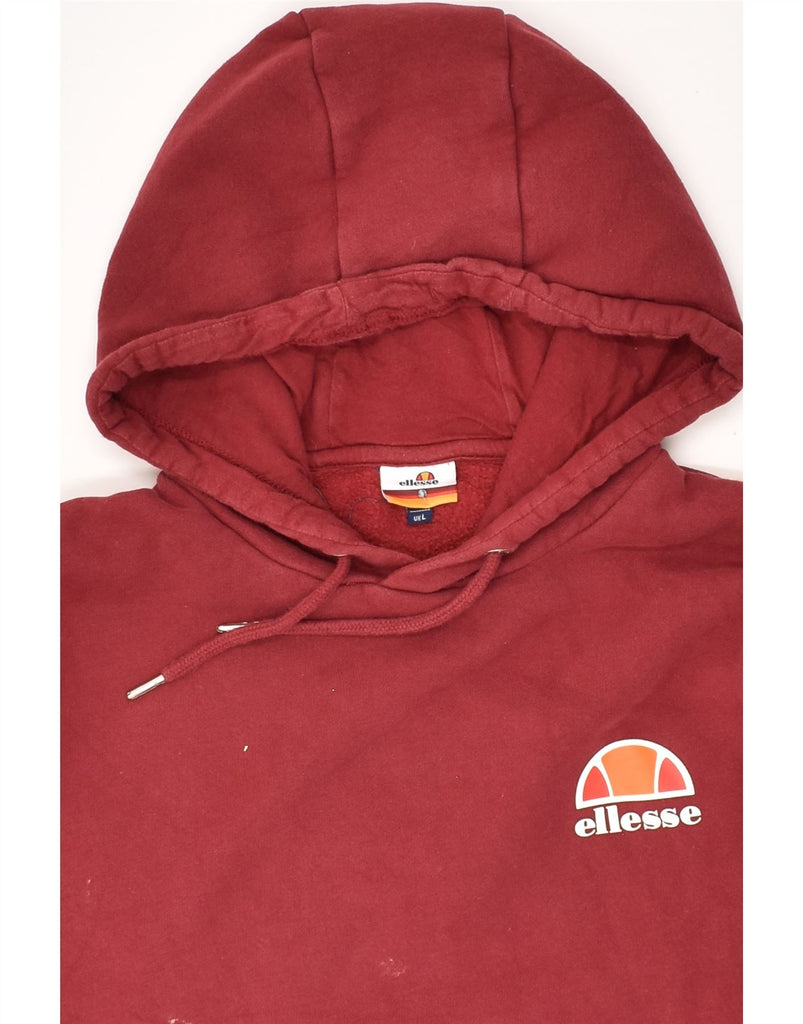 ELLESSE Mens Hoodie Jumper Large Red Cotton | Vintage Ellesse | Thrift | Second-Hand Ellesse | Used Clothing | Messina Hembry 