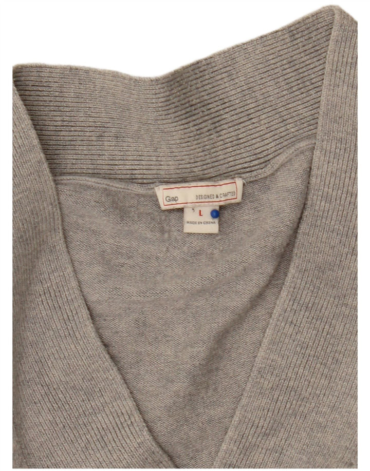 Gap Womens Oversized V-Neck Jumper Sweater UK 16 Large Grey Flecked