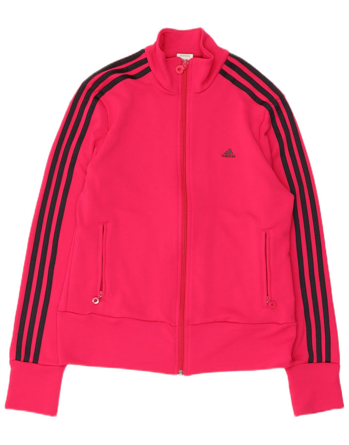 Adidas Womens Tracksuit Top Jacket UK 16 Large Pink Polyester