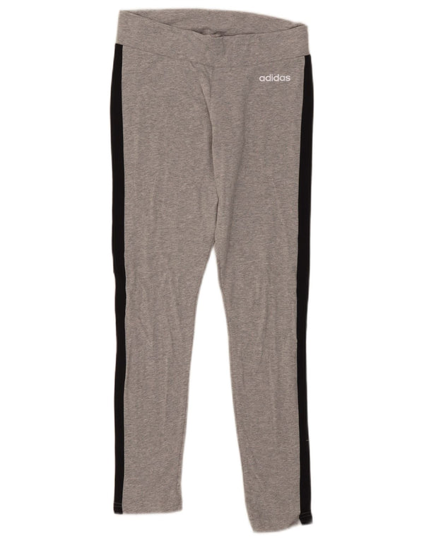 Adidas Womens Leggings UK 8/10 Small  Grey Colourblock Cotton