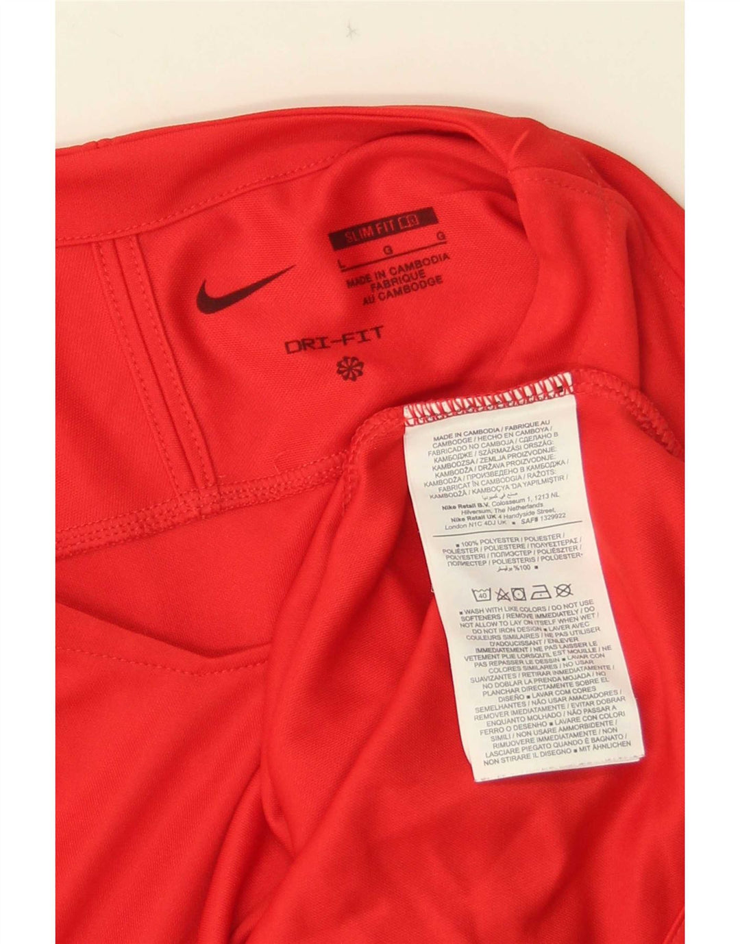Nike Mens Dri Fit Slim Fit Graphic Top Long Sleeve Large Red Polyester
