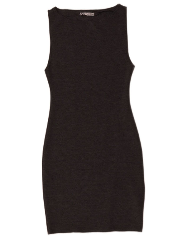 Zara Womens Sleeveless Bodycon Dress UK 8 Small Grey