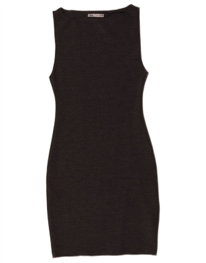 Zara Womens Sleeveless Bodycon Dress UK 8 Small Grey