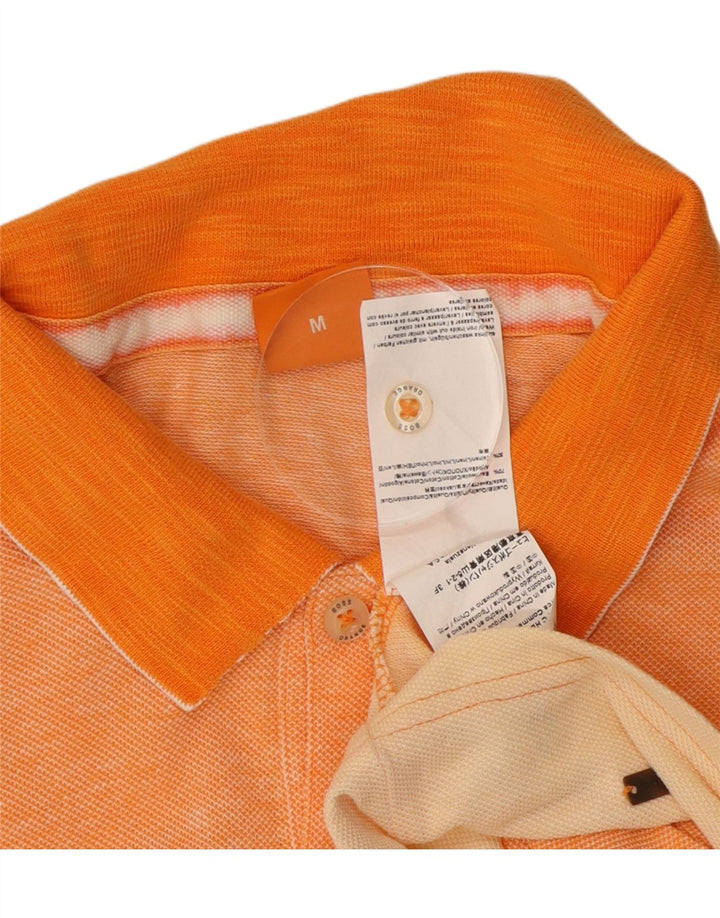 HUGO BOSS Mens Polo Shirt Medium Orange Colourblock Cotton